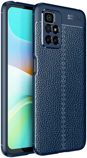 Xiaomi Redmi 10 Hoesje TPU Back Cover Kunstleer Textuur Blauw afbeelding 1