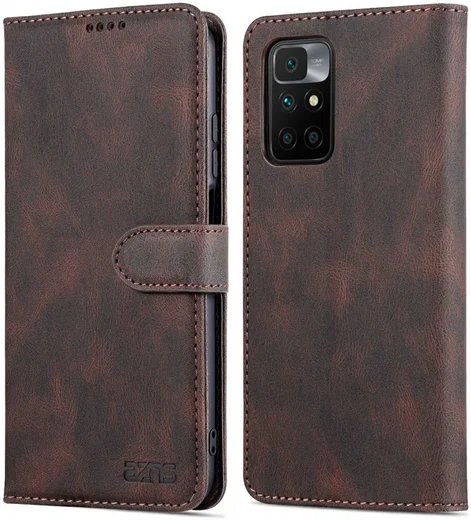 AZNS Xiaomi Redmi 10 Hoesje Wallet Book Case Kunstleer Bruin afbeelding 3