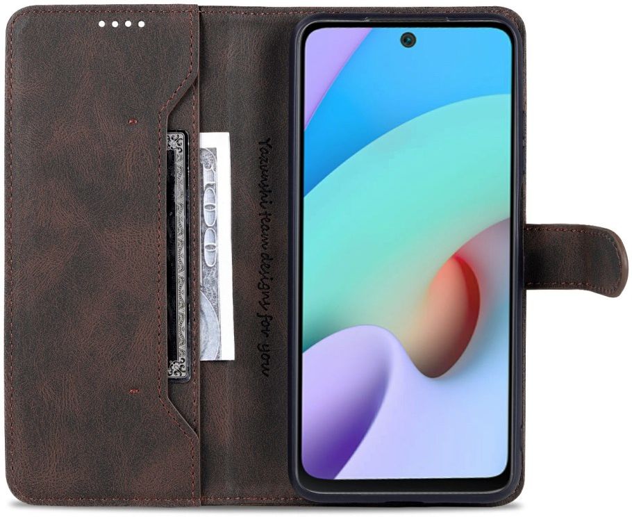 AZNS Xiaomi Redmi 10 Hoesje Wallet Book Case Kunstleer Bruin afbeelding 1