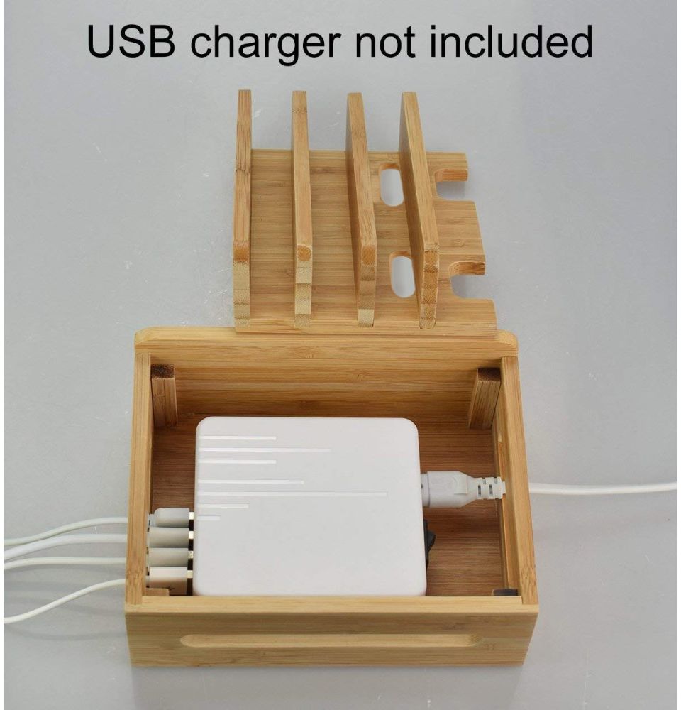 Houten Multifunctionele Telefoon en Tablet Organizer met Sleutelbakje afbeelding 9