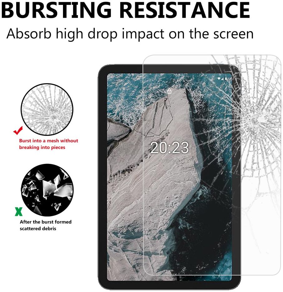 Nokia T20/T21 Screen Protector 9H Tempered Glass Volledig Dekkend afbeelding 3