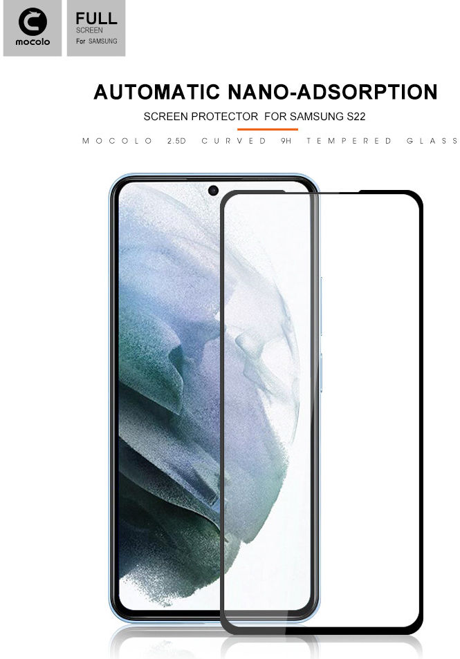 MOCOLO Samsung Galaxy S22 Screen Protector Volledig Dekkend Zwart afbeelding 5