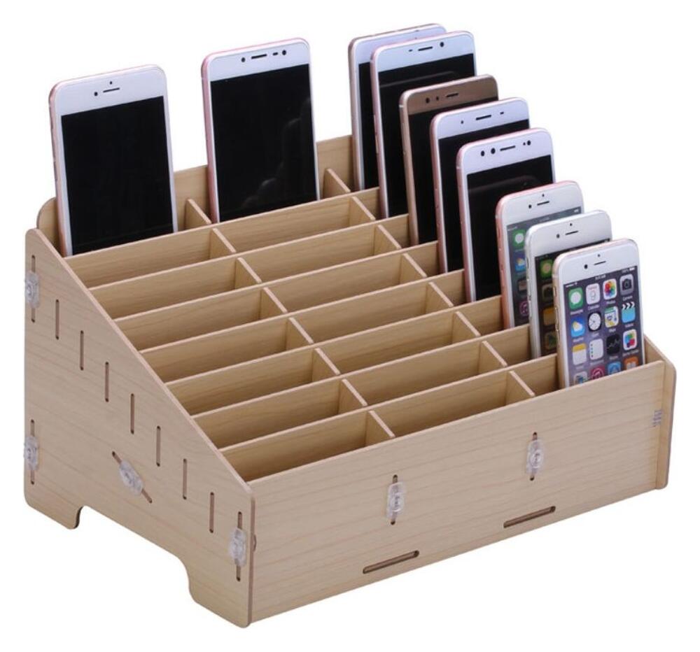 Houten Multi-functionele Telefoon Organizer 24 Vakken afbeelding 1