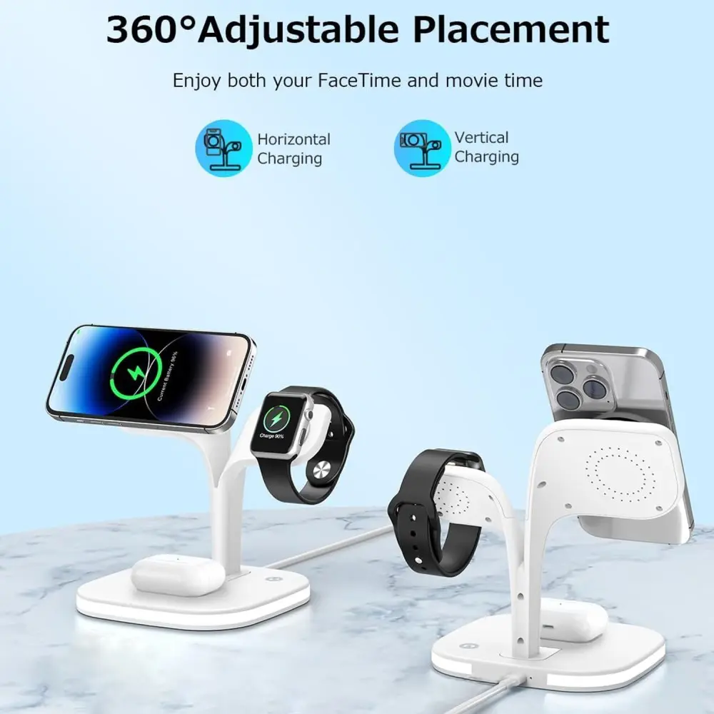 4-in-1 Station 15W Draadloze Oplader Apple iPhone/AirPods/Watch Wit afbeelding 4