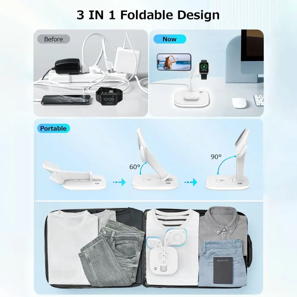 4-in-1 Station 15W Draadloze Oplader Apple iPhone/AirPods/Watch Wit afbeelding 7