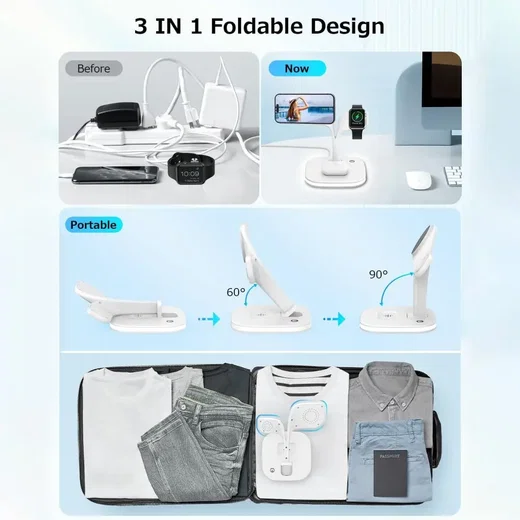 4-in-1 Station 15W Draadloze Oplader Apple iPhone/AirPods/Watch Wit afbeelding 7