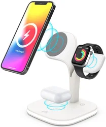 4-in-1 Station 15W Draadloze Oplader Apple iPhone/AirPods/Watch Wit afbeelding