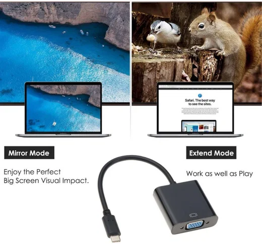 USB Type-C naar VGA Kabel Adapter Zwart afbeelding 7