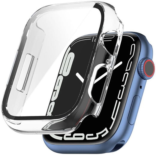 Apple Watch 7/8/9 45MM Hoesje met Tempered Glass - TPU - Zwart/Transparant afbeelding 1