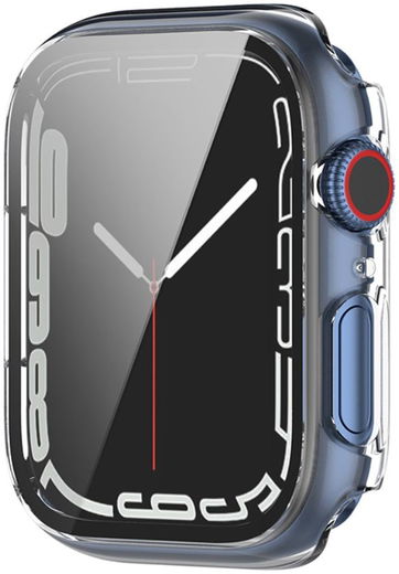 Apple Watch 7/8/9 45MM Hoesje met Tempered Glass - TPU - Zwart/Transparant afbeelding 6