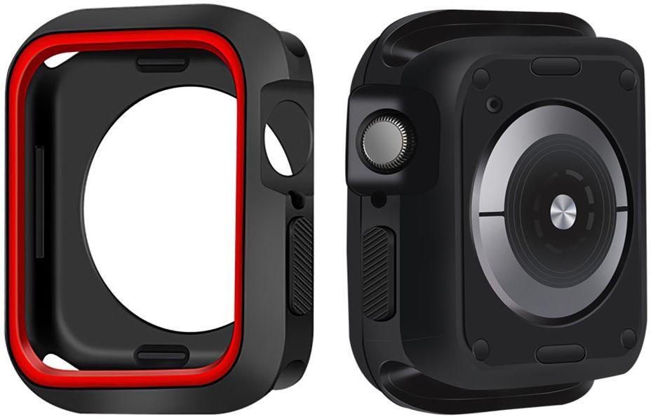 Apple Watch Series 7/8/9 45MM Case - Schokbestendig - Siliconen - Zwart Rood afbeelding 1