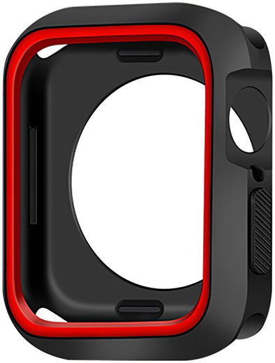 Apple Watch Series 7/8/9 45MM Case - Schokbestendig - Siliconen - Zwart Rood afbeelding 2
