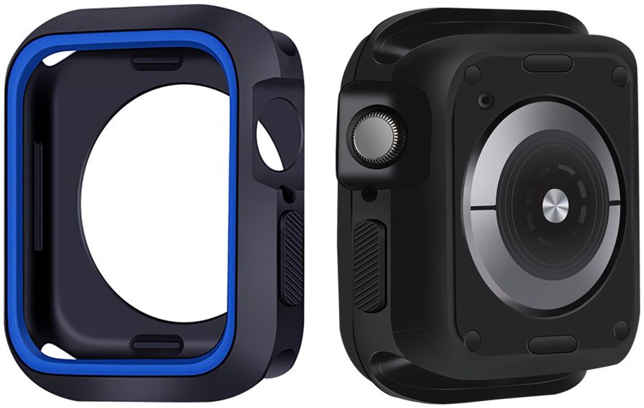 Apple Watch Series 7/8/9 45MM Case - Schokbestendig - Siliconen - Zwart Blauw afbeelding 1