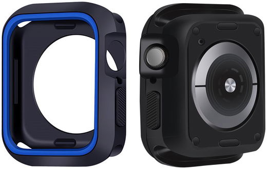 Apple Watch Series 7/8/9 45MM Case - Schokbestendig - Siliconen - Zwart Blauw afbeelding 1