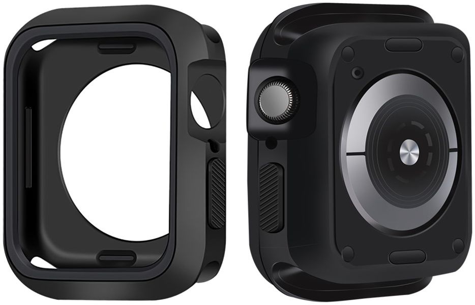 Apple Watch 44MM Hoesje - Schokbestendige Siliconen Cover - Zwart afbeelding 1