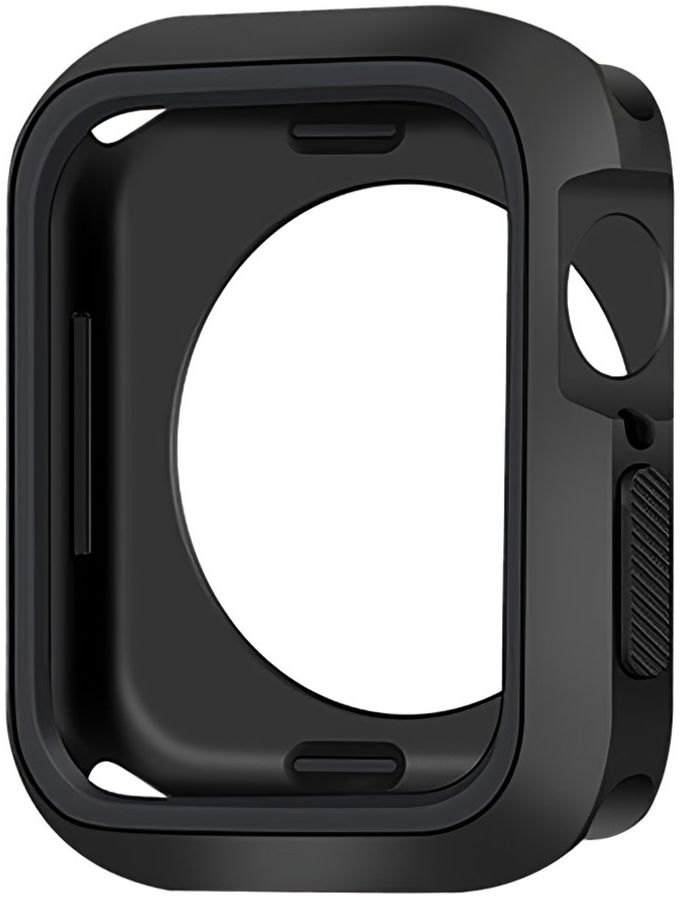 Apple Watch 44MM Hoesje - Schokbestendige Siliconen Cover - Zwart afbeelding 2