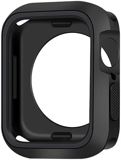 Apple Watch 44MM Hoesje - Schokbestendige Siliconen Cover - Zwart afbeelding 2