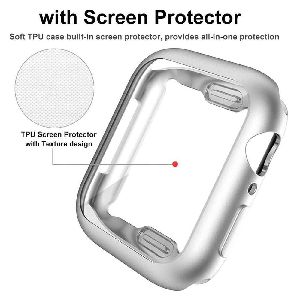 Apple Watch Series 7/8/9 41MM Hoesje met Screenprotector - TPU - Zilver afbeelding 2