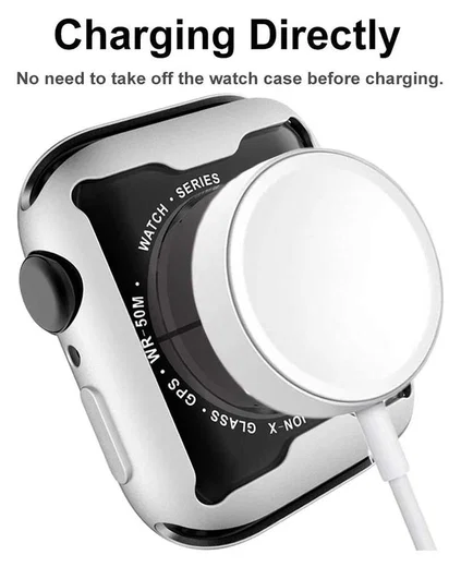Apple Watch Series 7/8/9 41MM Hoesje met Screenprotector - TPU - Zilver afbeelding 5
