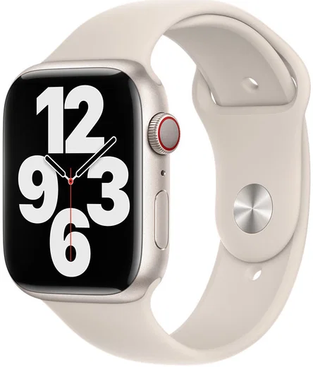 Apple Watch 45MM / 44MM / 42MM Bandje Siliconen met Drukknoop Beige afbeelding 1
