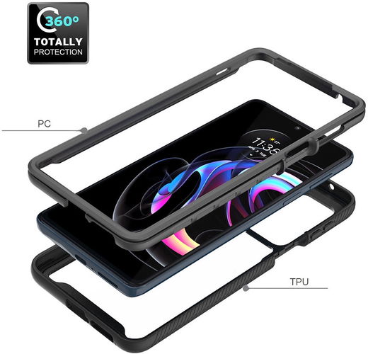 Motorola Edge 20 Pro Hoesje Volledig Schokbestendig Cover Zwart afbeelding 4