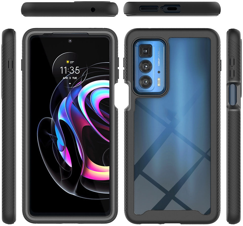 Motorola Edge 20 Pro Hoesje Volledig Schokbestendig Cover Zwart afbeelding 7