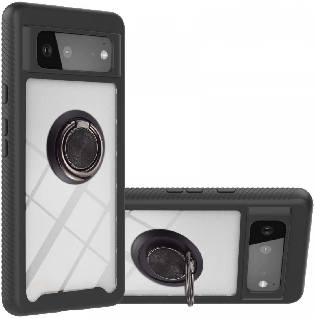 Google Pixel 6 Hoesje Schokbestendig Kickstand Back Cover Zwart afbeelding 1