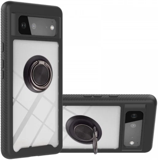 Google Pixel 6 Hoesje Schokbestendig Kickstand Back Cover Zwart afbeelding 1