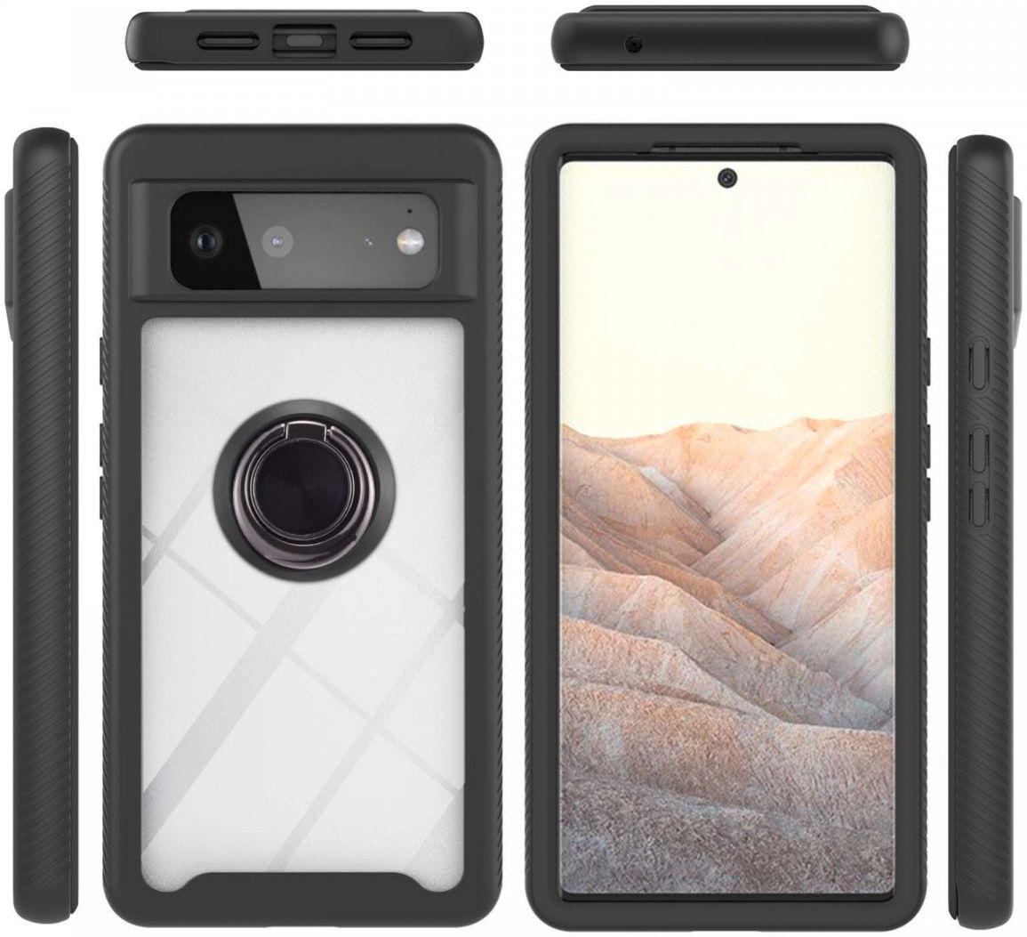 Google Pixel 6 Hoesje Schokbestendig Kickstand Back Cover Zwart afbeelding 6
