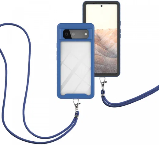 Google Pixel 6 Hoesje met Koord TPU Back Cover Keycord Blauw afbeelding 3