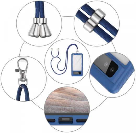 Google Pixel 6 Hoesje met Koord TPU Back Cover Keycord Blauw afbeelding 6