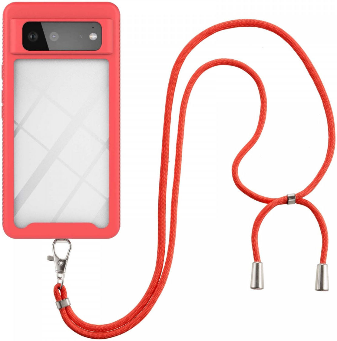 Google Pixel 6 Hoesje met Koord TPU Back Cover Keycord Rood afbeelding 1