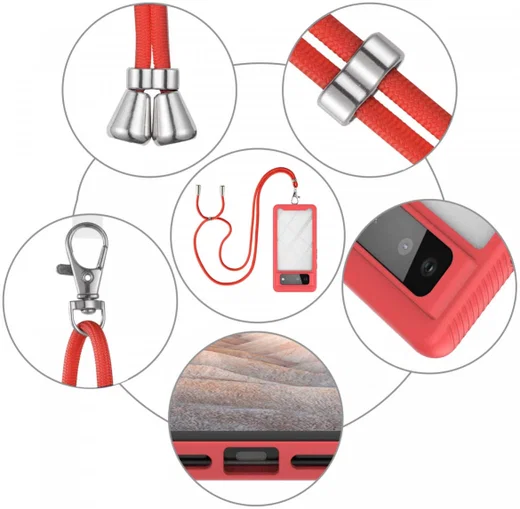 Google Pixel 6 Hoesje met Koord TPU Back Cover Keycord Rood afbeelding 6