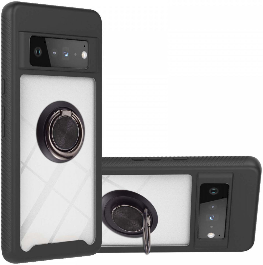 Google Pixel 6 Pro Hoesje Schokbestendig Kickstand Back Cover Zwart afbeelding 1