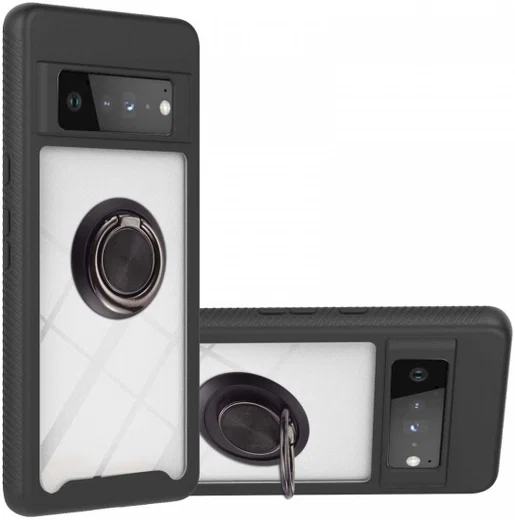 Google Pixel 6 Pro Hoesje Schokbestendig Kickstand Back Cover Zwart afbeelding 1