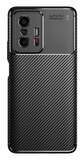 Xiaomi Mi 11T / 11T Pro Hoesje Siliconen Carbon TPU Back Cover Zwart afbeelding 1