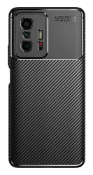 Xiaomi Mi 11T / 11T Pro Hoesje Siliconen Carbon TPU Back Cover Zwart afbeelding