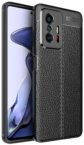 Xiaomi Mi 11T / Mi 11T Pro Hoesje TPU Back Cover Kunstleer Zwart afbeelding 1