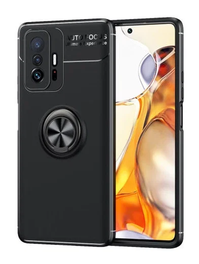 Xiaomi Mi 11T / 11T Pro Hoesje met Magnetische Kickstand Ring Zwart afbeelding 1