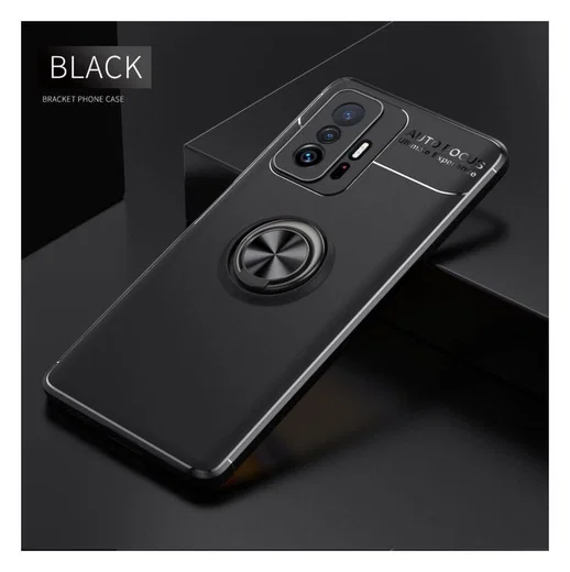 Xiaomi Mi 11T / 11T Pro Hoesje met Magnetische Kickstand Ring Zwart afbeelding 2