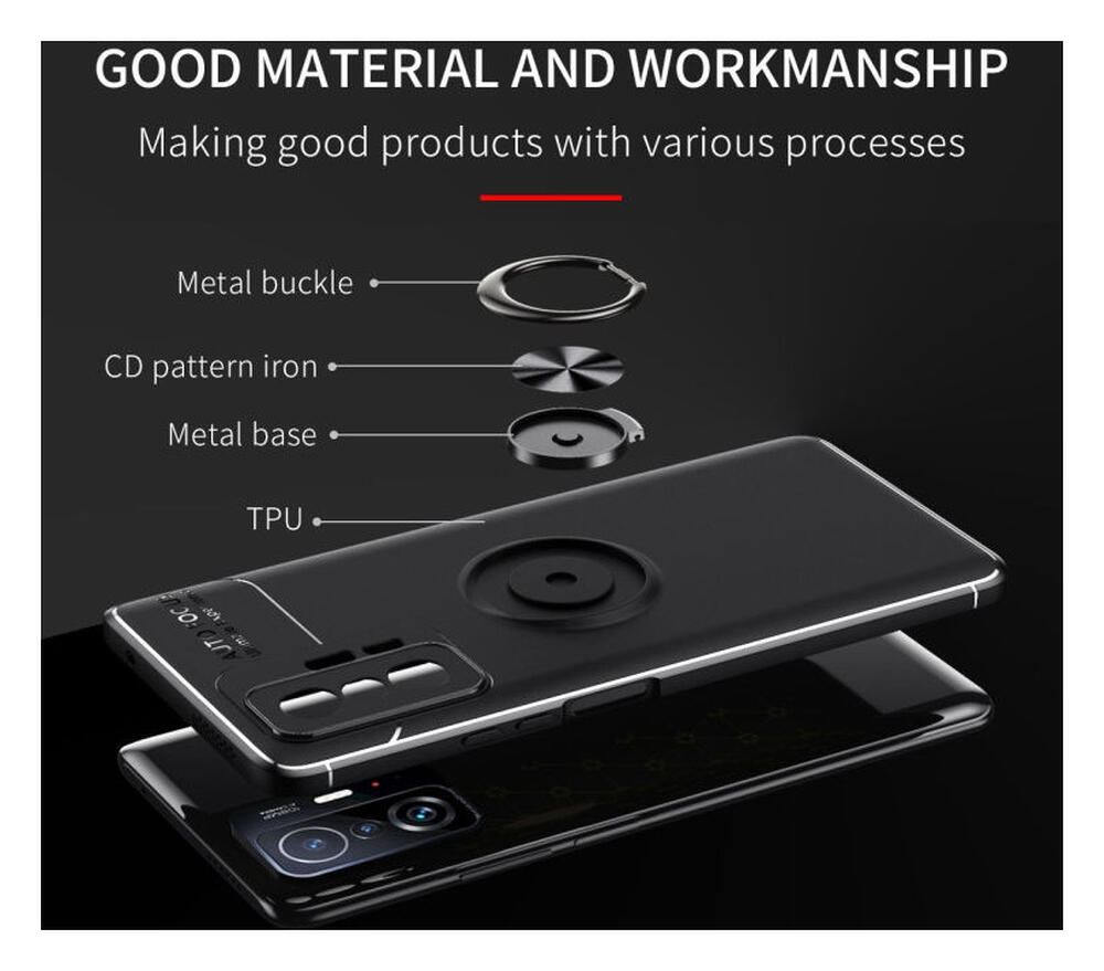 Xiaomi Mi 11T / 11T Pro Hoesje met Magnetische Kickstand Ring Zwart afbeelding 3