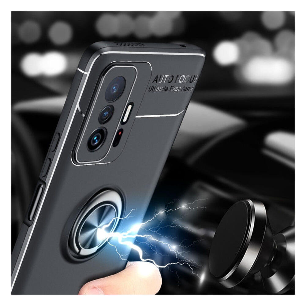 Xiaomi Mi 11T / 11T Pro Hoesje met Magnetische Kickstand Ring Zwart afbeelding 6