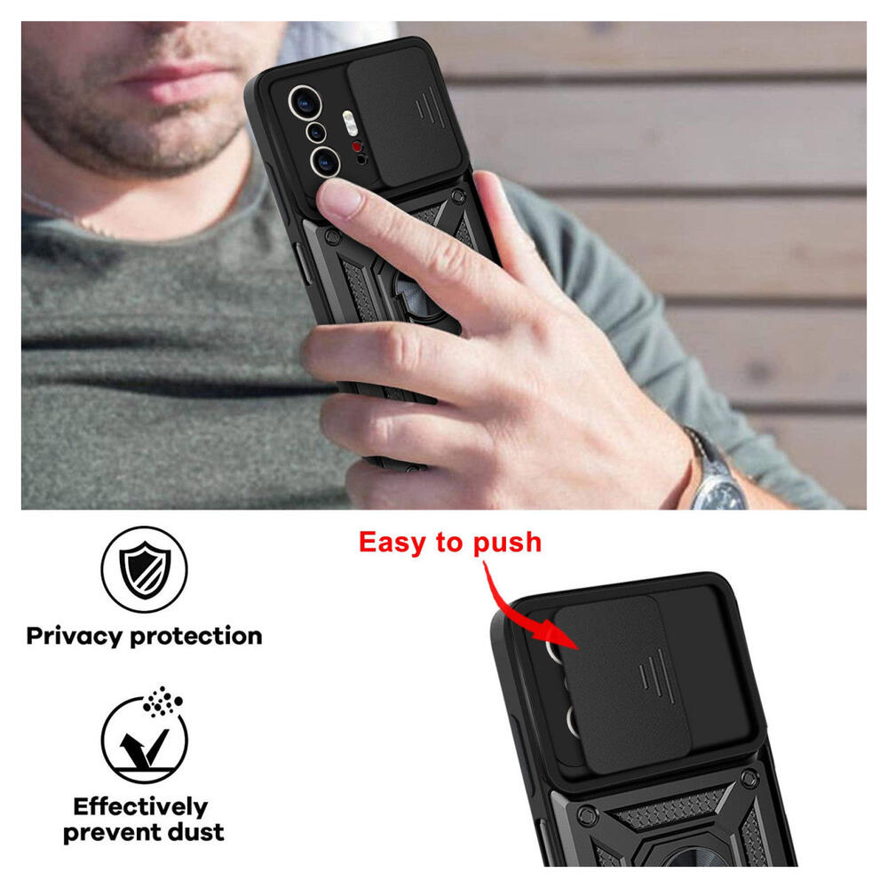 Xiaomi Mi 11T / 11T Pro Hoesje Camera Slider en Kickstand Ring Zwart afbeelding 5