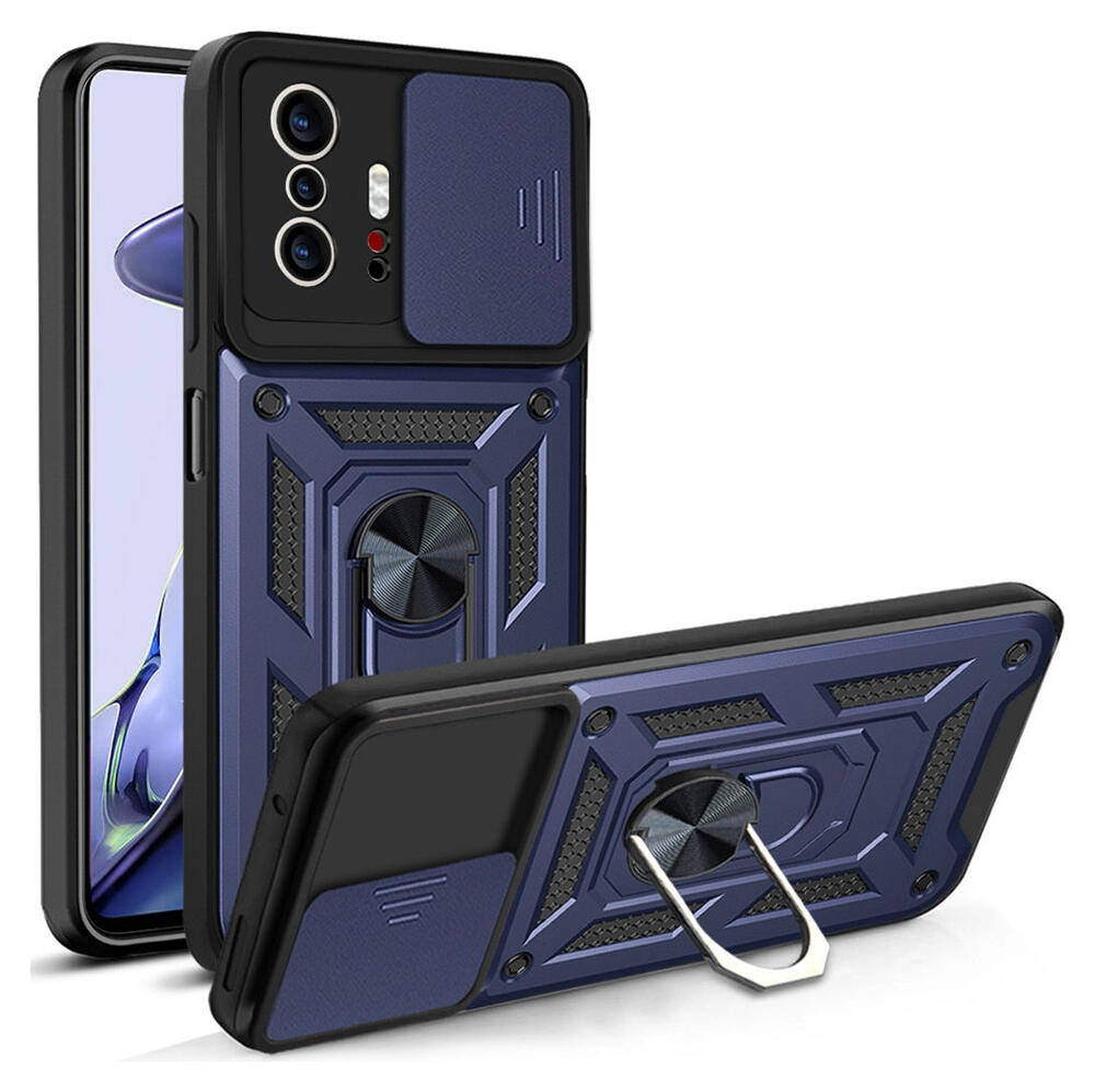 Xiaomi Mi 11T / 11T Pro Hoesje Camera Slider en Kickstand Ring Blauw afbeelding 1
