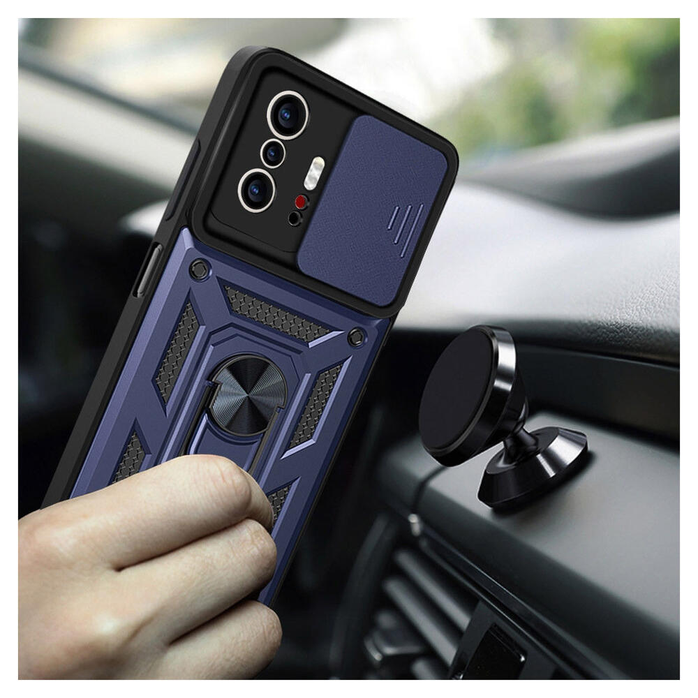 Xiaomi Mi 11T / 11T Pro Hoesje Camera Slider en Kickstand Ring Blauw afbeelding 2