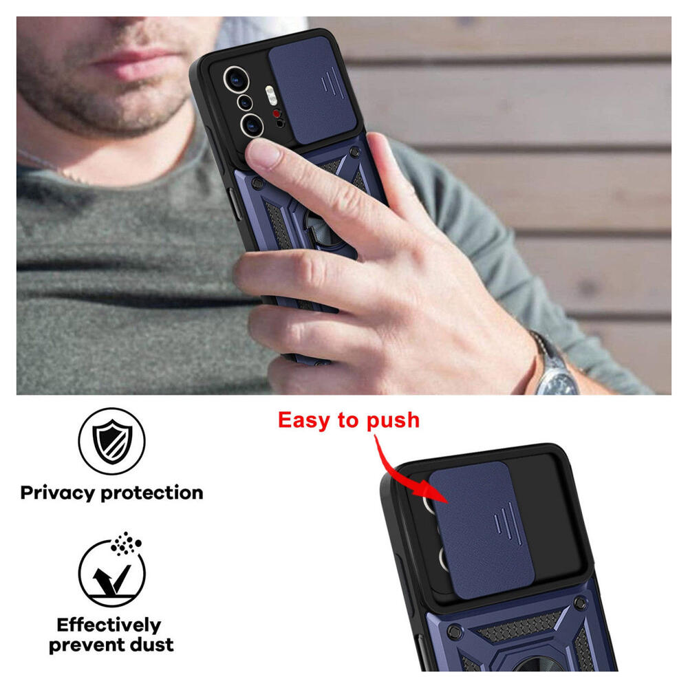 Xiaomi Mi 11T / 11T Pro Hoesje Camera Slider en Kickstand Ring Blauw afbeelding 3