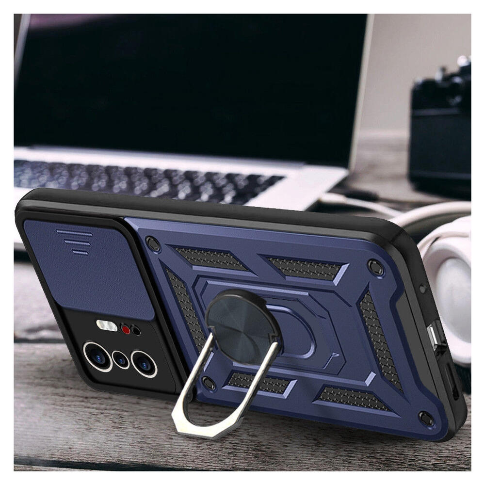 Xiaomi Mi 11T / 11T Pro Hoesje Camera Slider en Kickstand Ring Blauw afbeelding 6