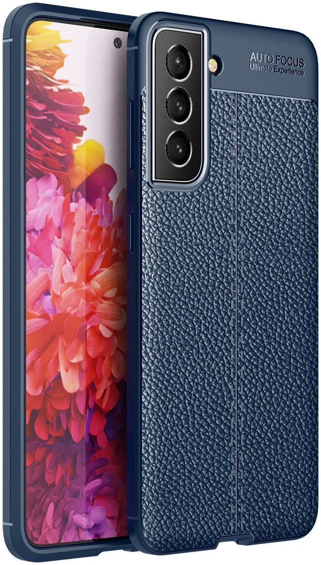 Samsung Galaxy S21 FE Hoesje Leren Litichi Textuur Back Cover Blauw afbeelding 1
