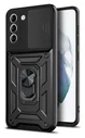 Samsung Galaxy S21 FE Hoesje Camera Slider en Kickstand Ring Zwart