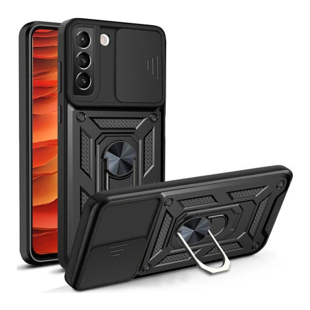Samsung Galaxy S22 Hoesje met Camera Slider en Kickstand Ring Zwart afbeelding 1